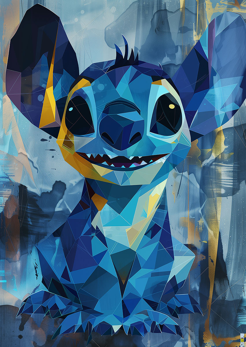 Stitch Geometric Portrait Canvas Print & Poster Wall Art - AI PRINT LAB